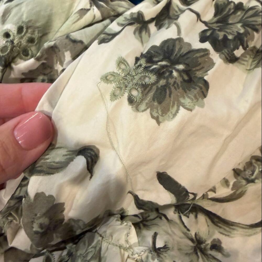By Anthropologie Sleeveless Sweetheart A-Line Midi Green Floral Dress M - Flaws - Picture 13 of 13